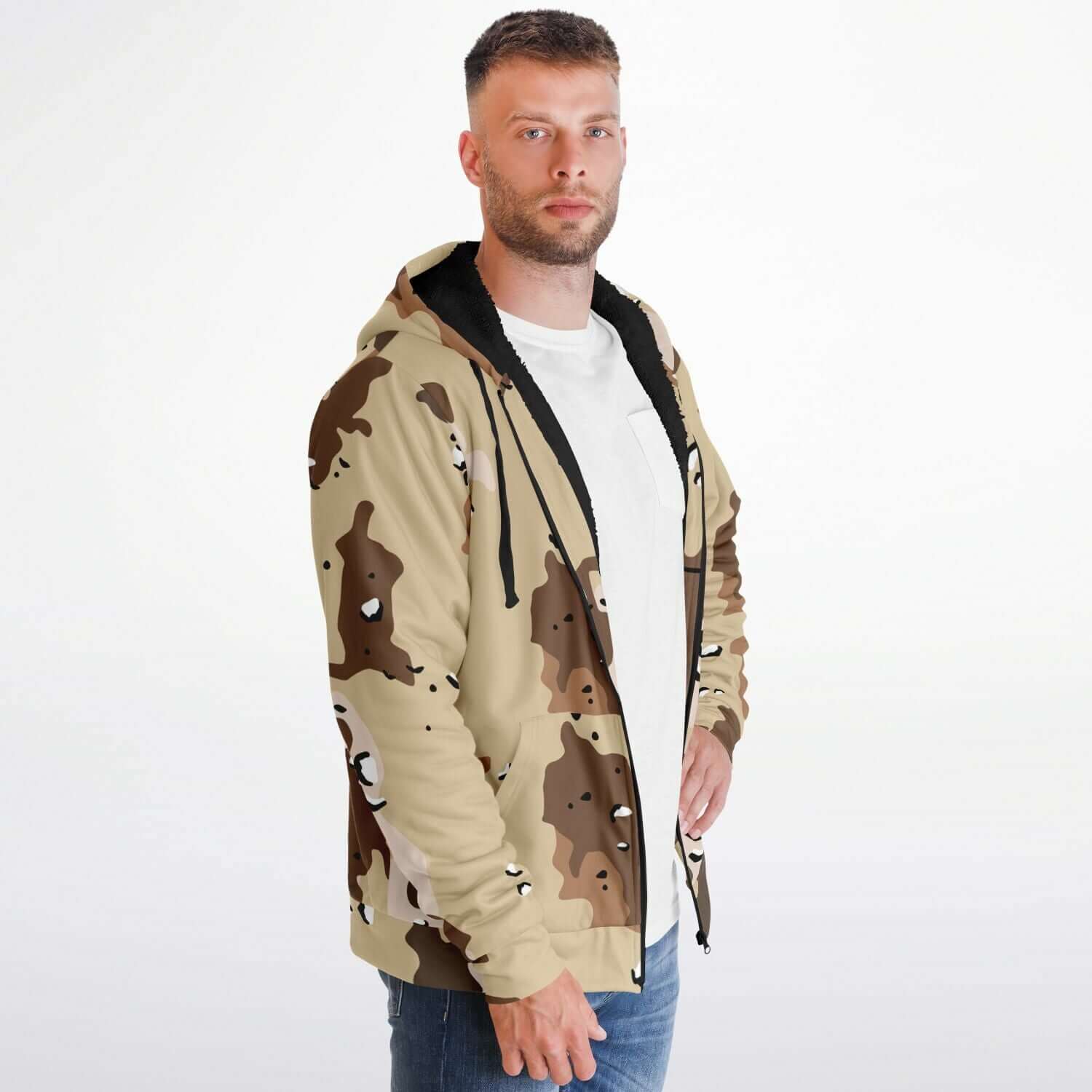 Microfleece Zip Hoodie | Marines Military Camo Print Camo Colors