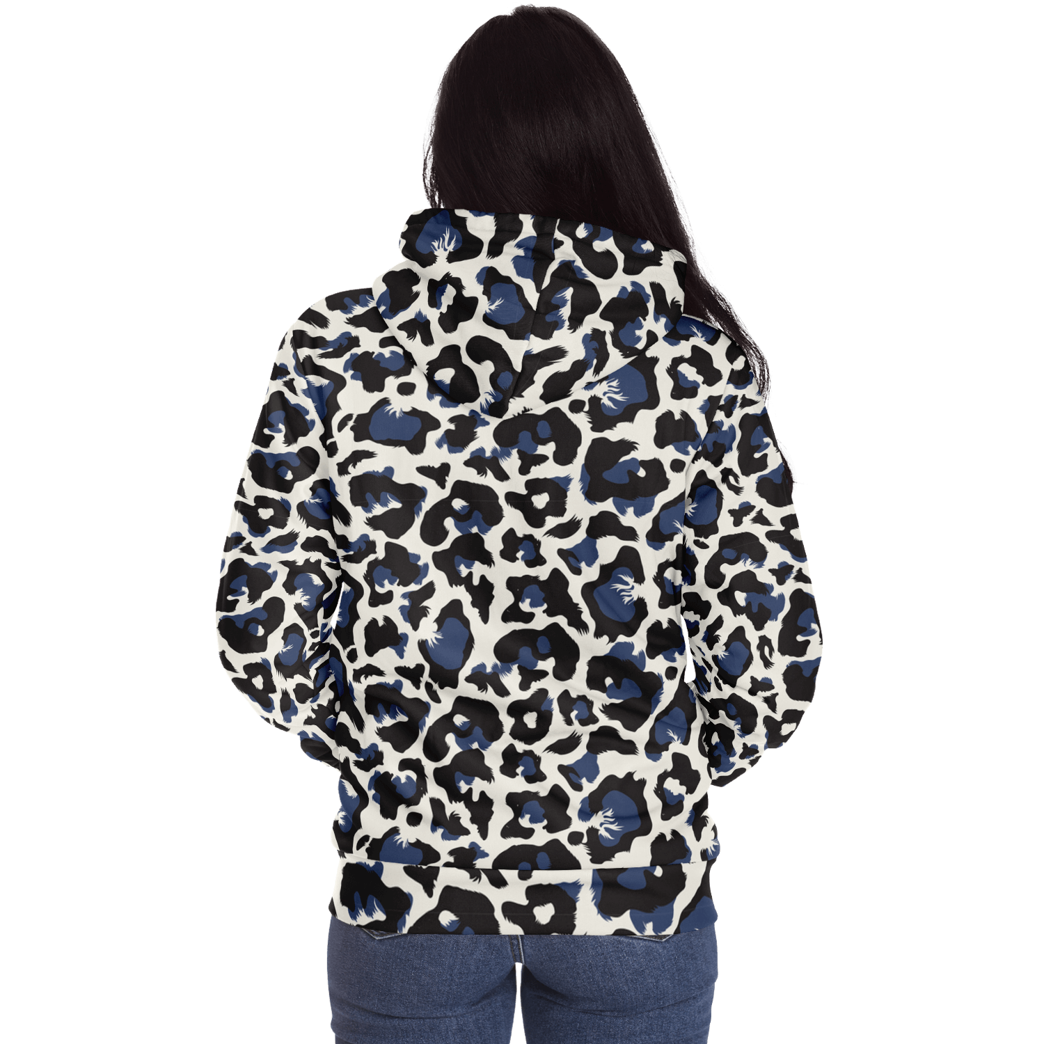 Microfleece Zip Hoodie | Leopard Print in White, Green & Blue Camo Colors