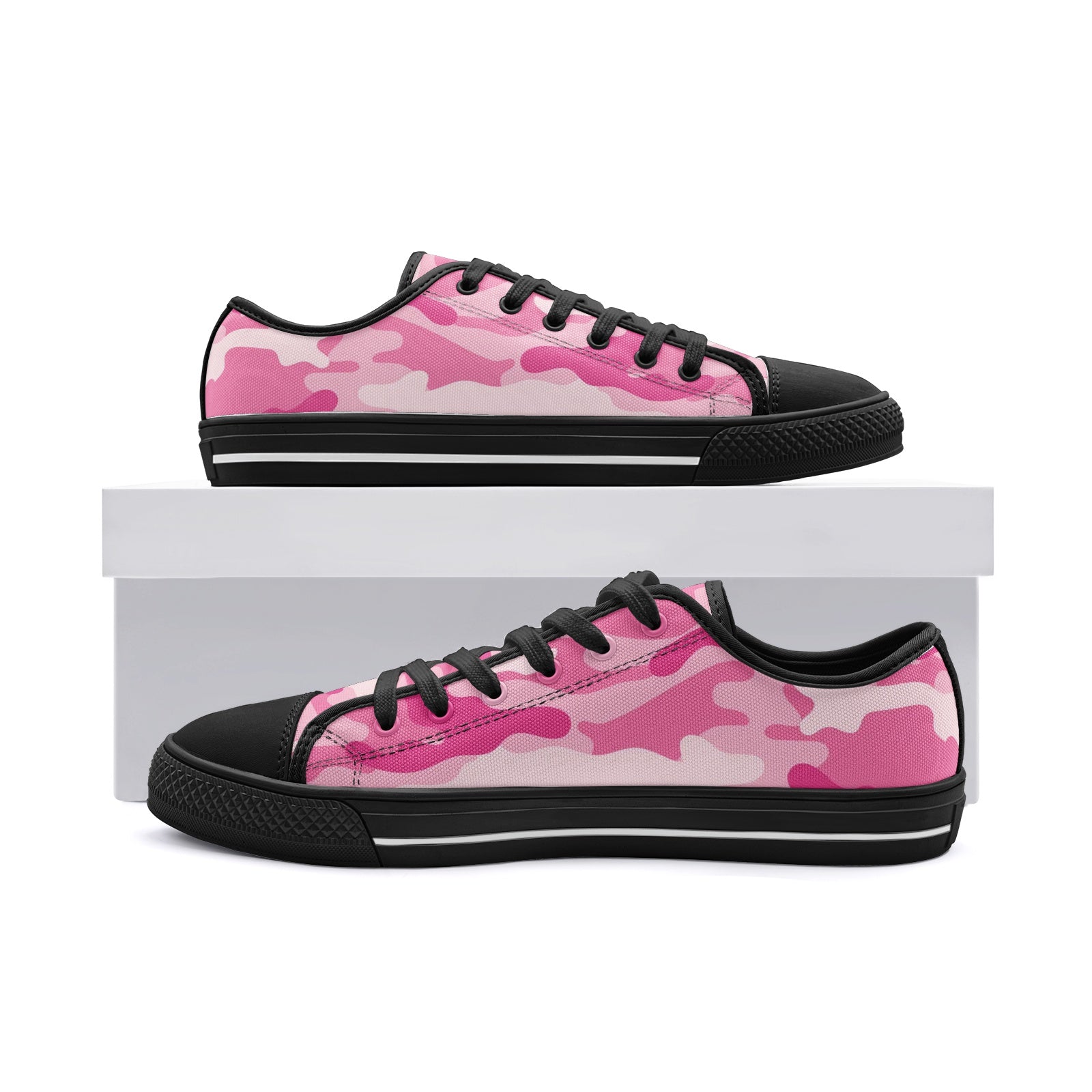 Camo Shoes | Low Top Canvas | Lavender Pink Camouflage Camo Colors