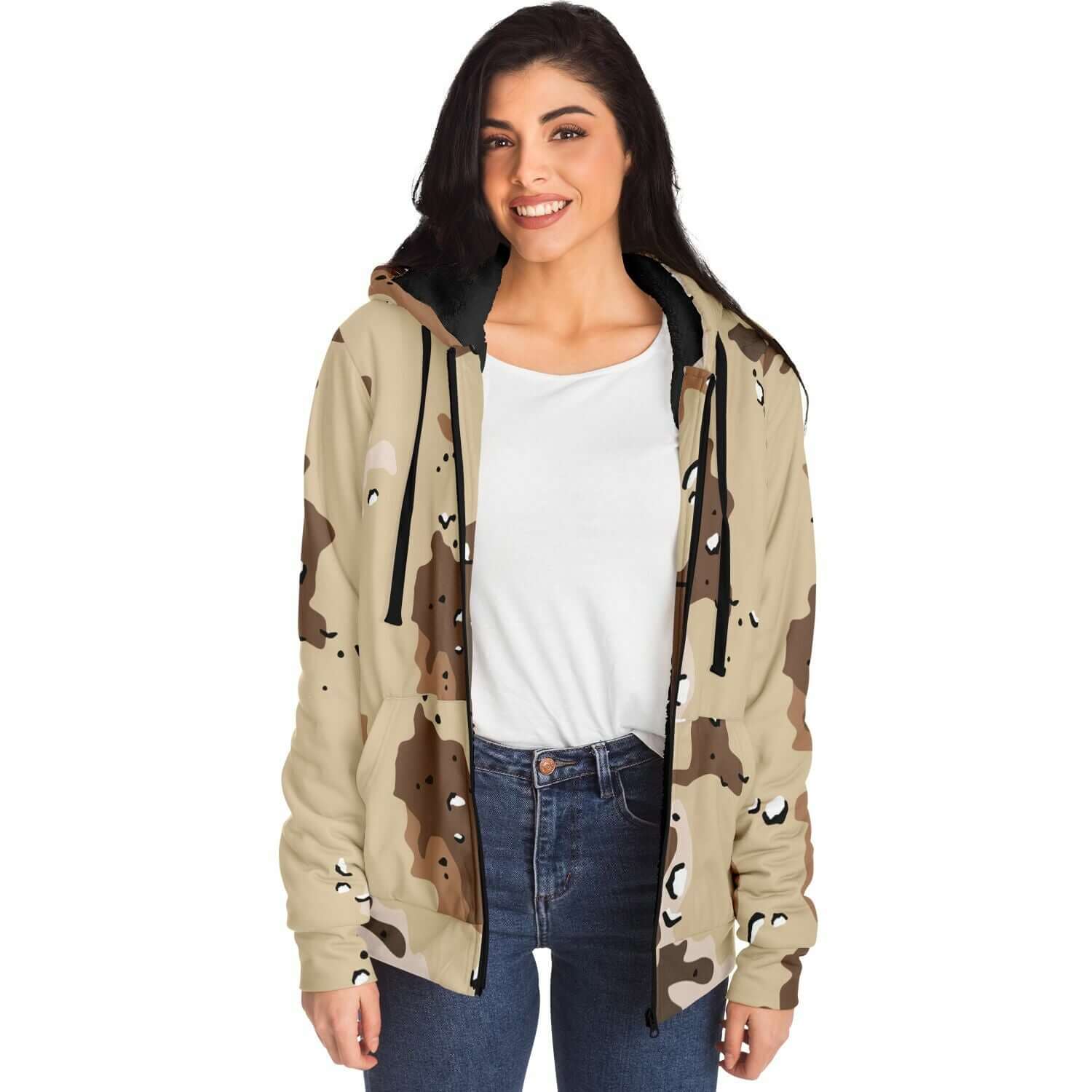 Microfleece Zip Hoodie | Marines Military Camo Print Camo Colors