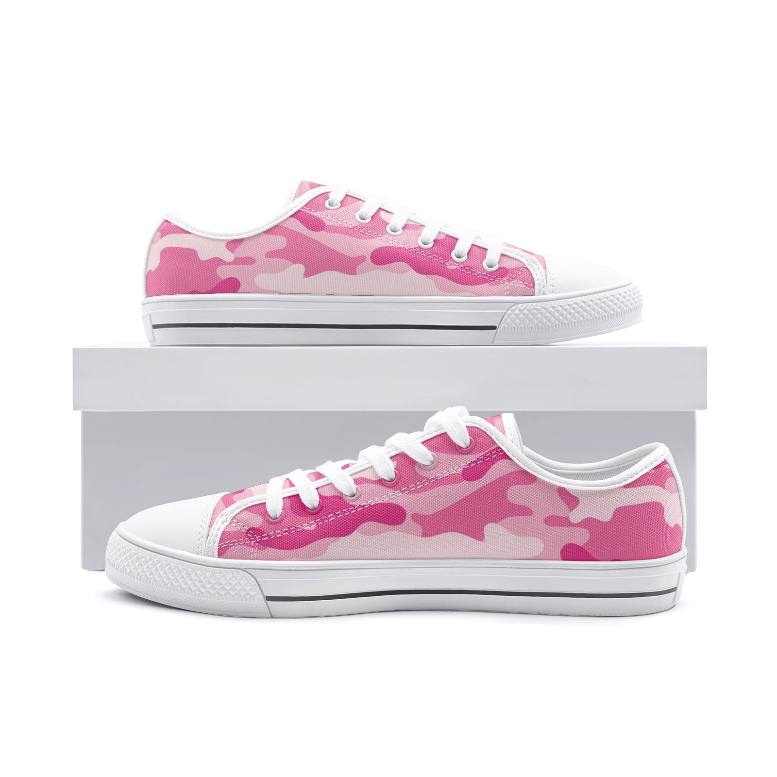 Camo Shoes | Low Top Canvas | Lavender Pink Camouflage Camo Colors