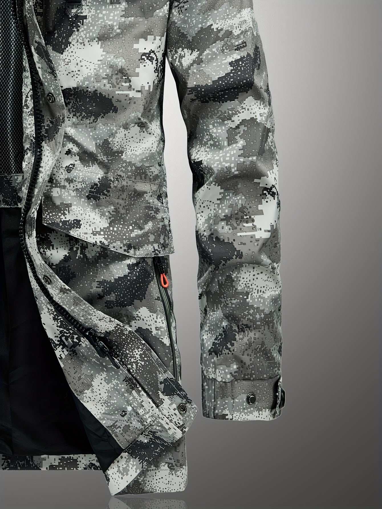 Men's Camo Hooded Windbreaker Jacket with Zip & Drawstring Camo Colors