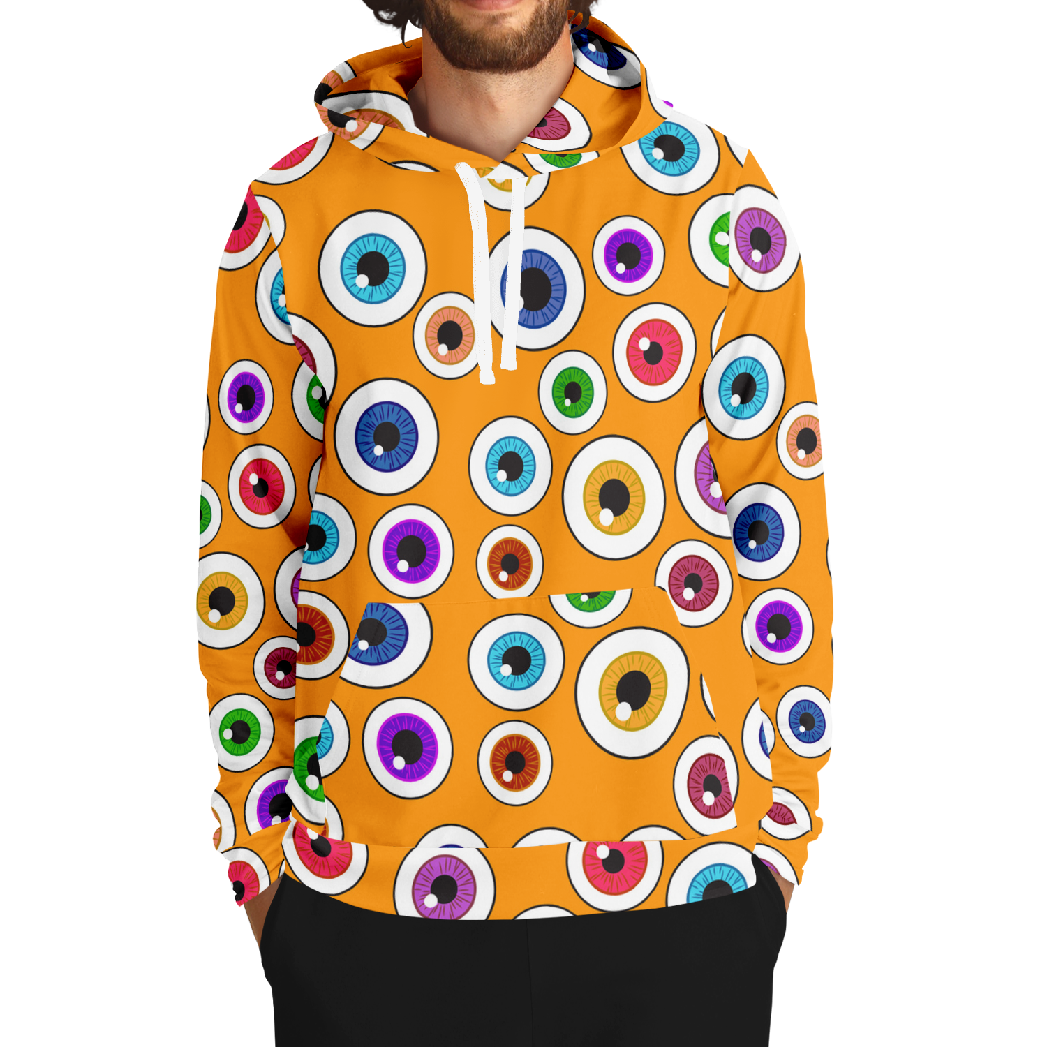 Orange Halloween Hoodie | Creepy Cute Eyeballs Camo Colors