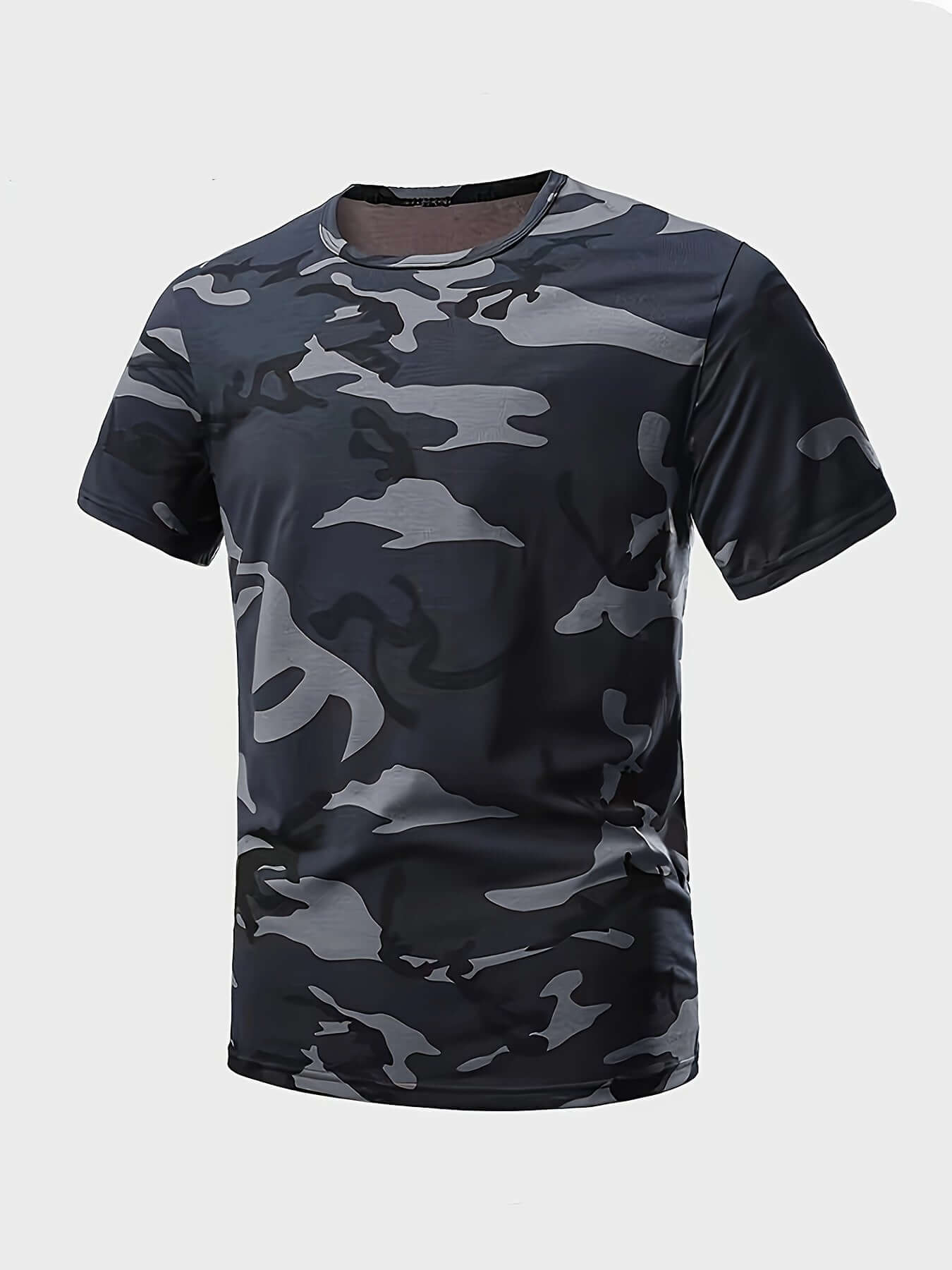 Men's Camo Print Short Sleeve T-shirt, Outdoor Athletic Camo Colors