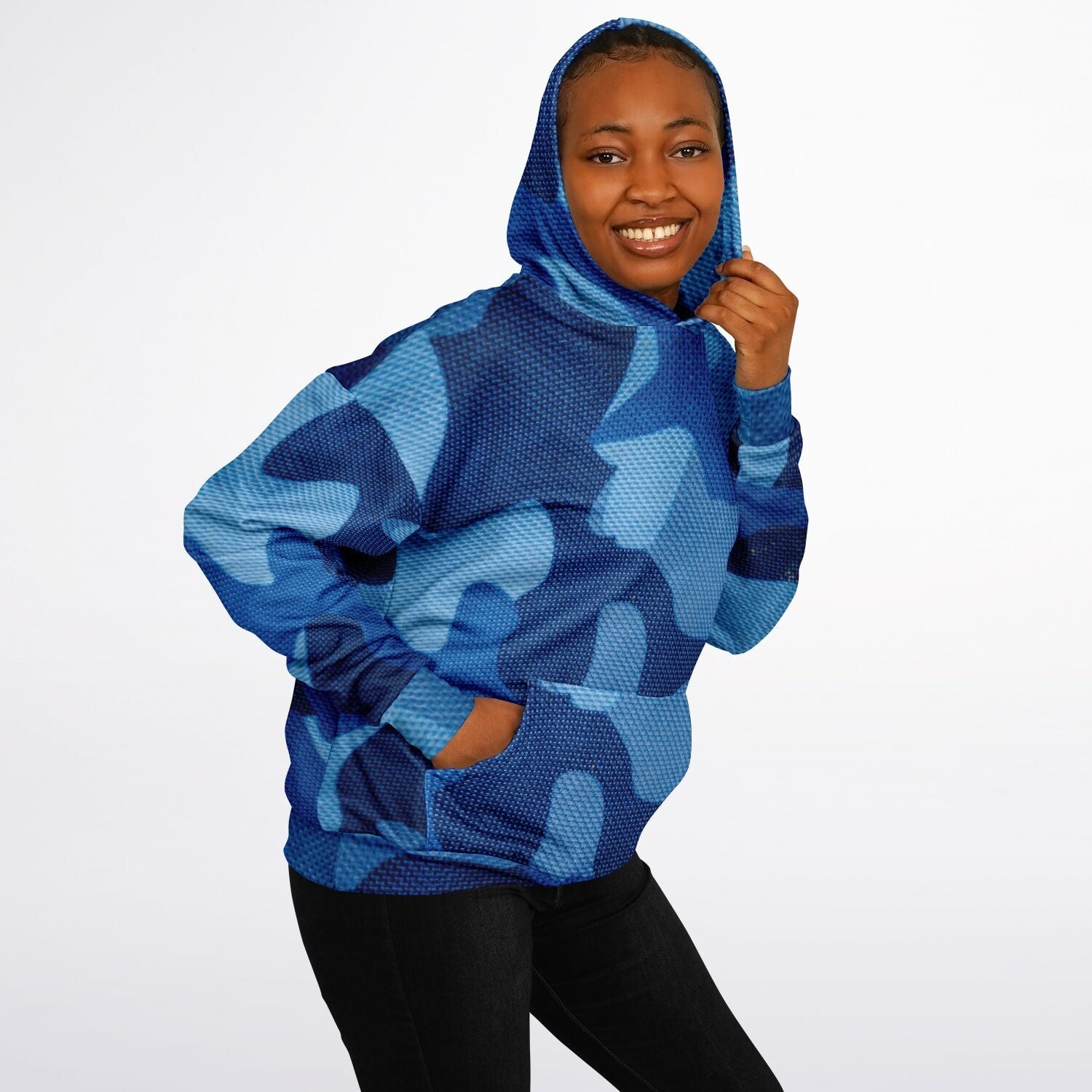 Blue Oversized Hoodie | Camouflage Cloth Pattern | Camo Colors