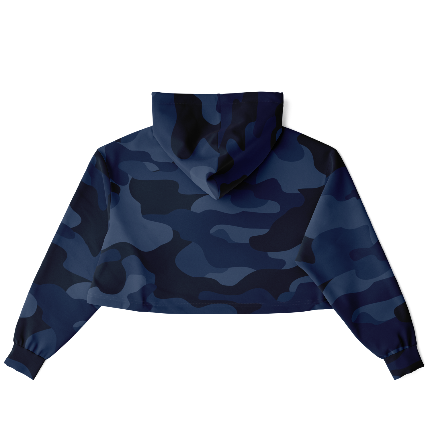 Cropped Hoodie For Women | Deep Blue Camouflage Camo Colors