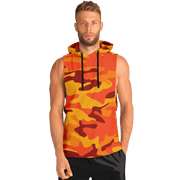 Sleeveless Hoodie | Orange & Red Camouflage Camo Colors