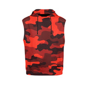Sleeveless Camo Hoodie For Women | Scarlet Red and Black Camo Colors