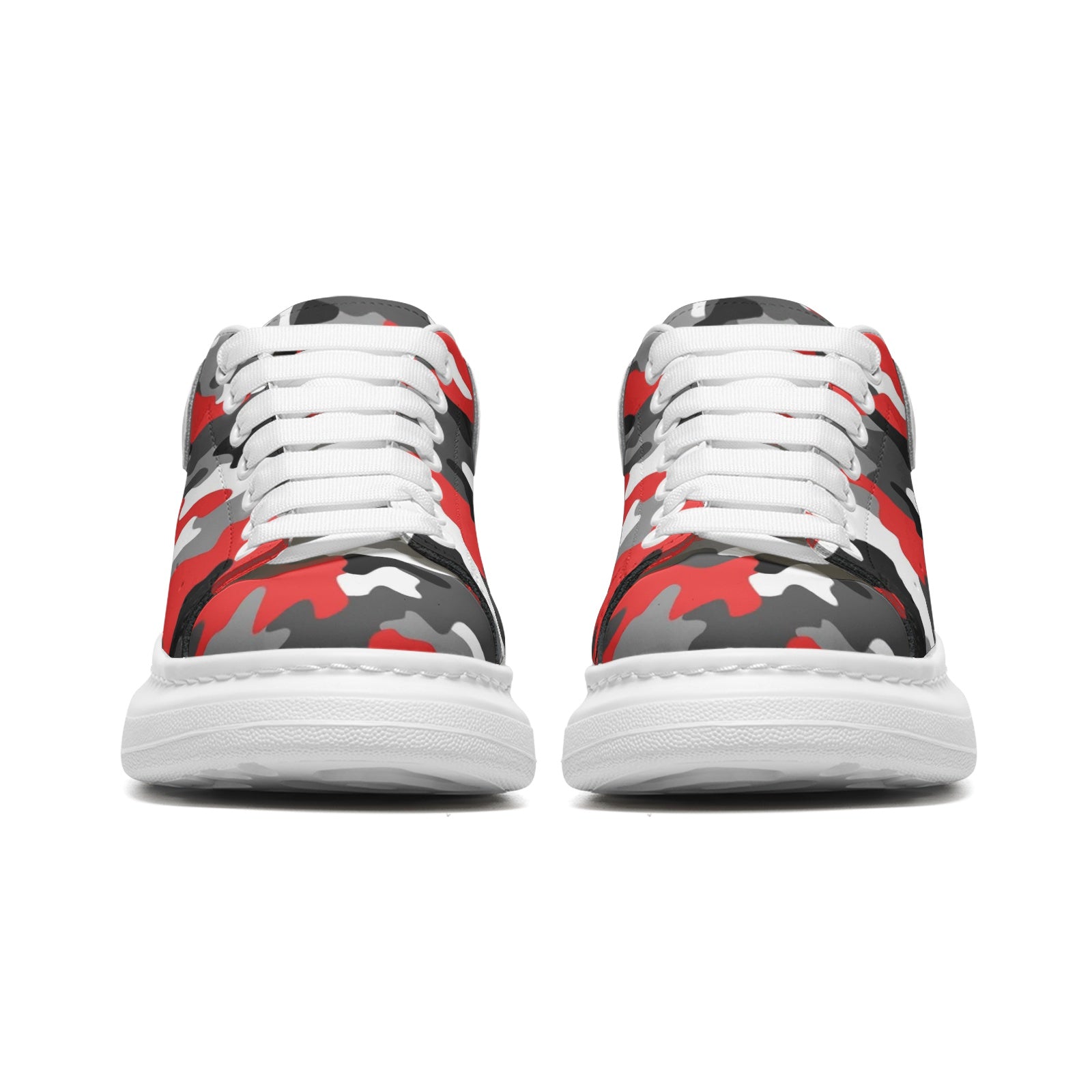 Oversized McQueen Sneakers | Red, Gray, Black, and White Camo Colors