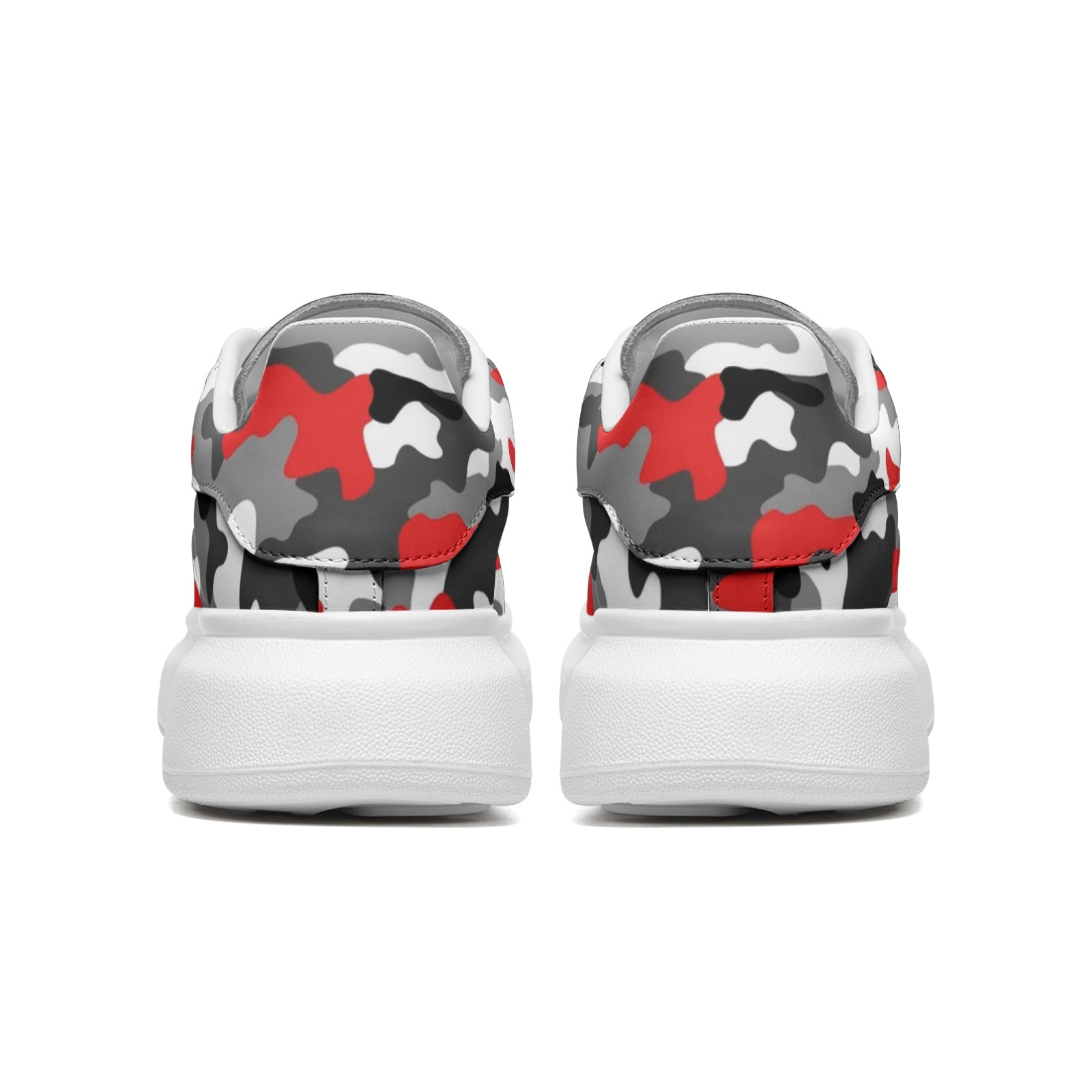 Oversized McQueen Sneakers | Red, Gray, Black, and White Camo Colors