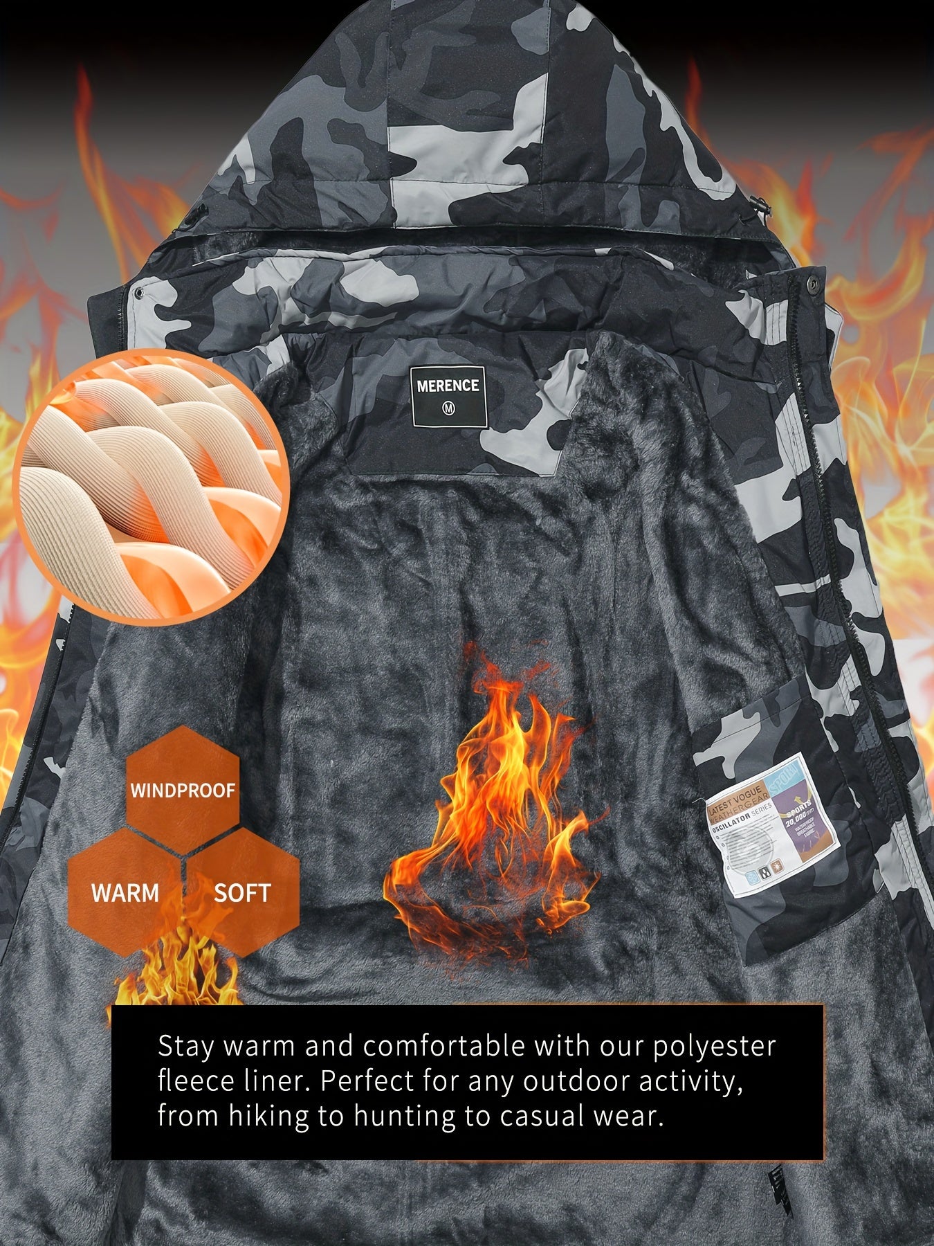 Men's Mountain Ski Jacket Windproof Jacket | Slate Grey Camo Colors