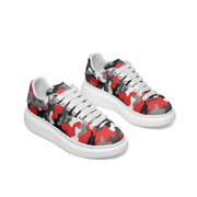 Oversized McQueen Sneakers | Red, Gray, Black, and White Camo Colors