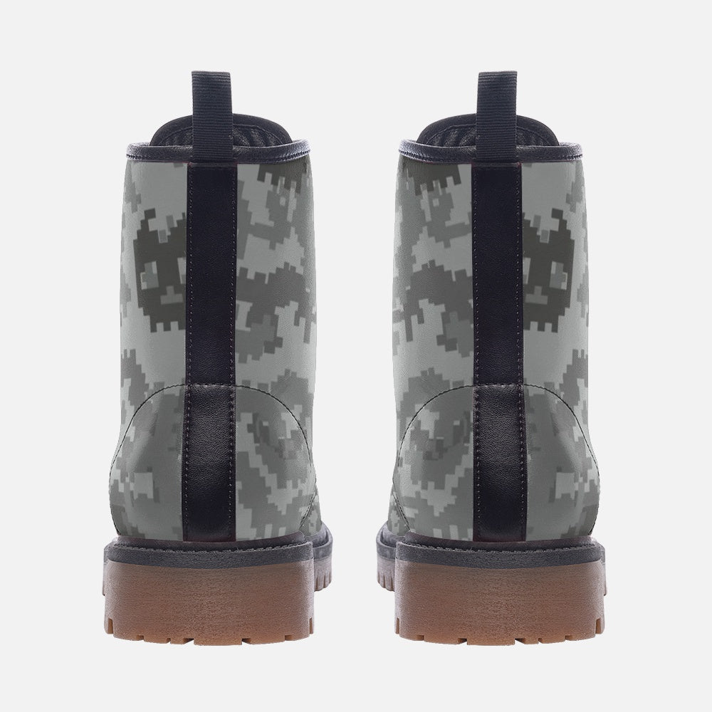 Urban Camo Boots | Leather Lightweight | Skulls Print in Digital Gray Camo Colors
