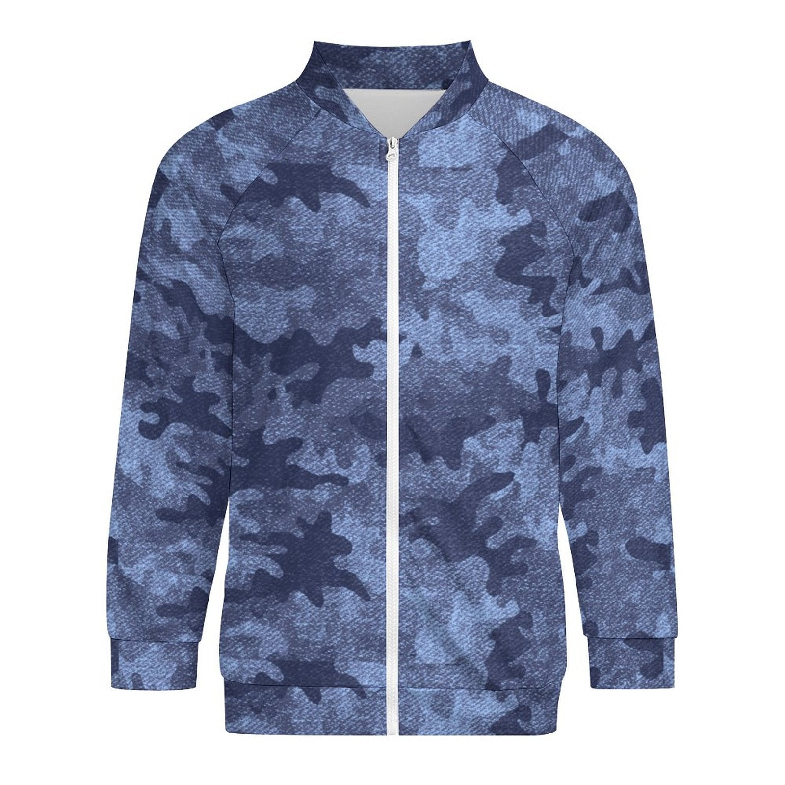 Camo Shirt | Raglan Zip-up | Denim Blue Camo Colors