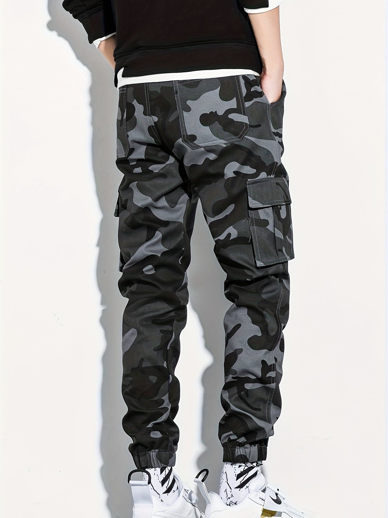 Men's Camo Cargo Cropped Pants With Multi Pockets | Vintage Style Camo Colors
