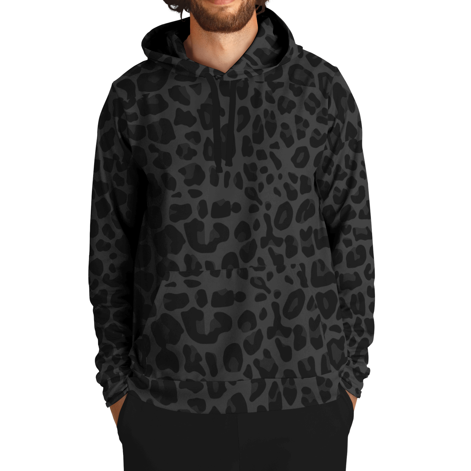 Black Leopard Print Hoodie | Puma Pattern | Camo Colors