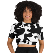 Camo Crop Top Sweatshirt | Black & White Cow Camo Colors