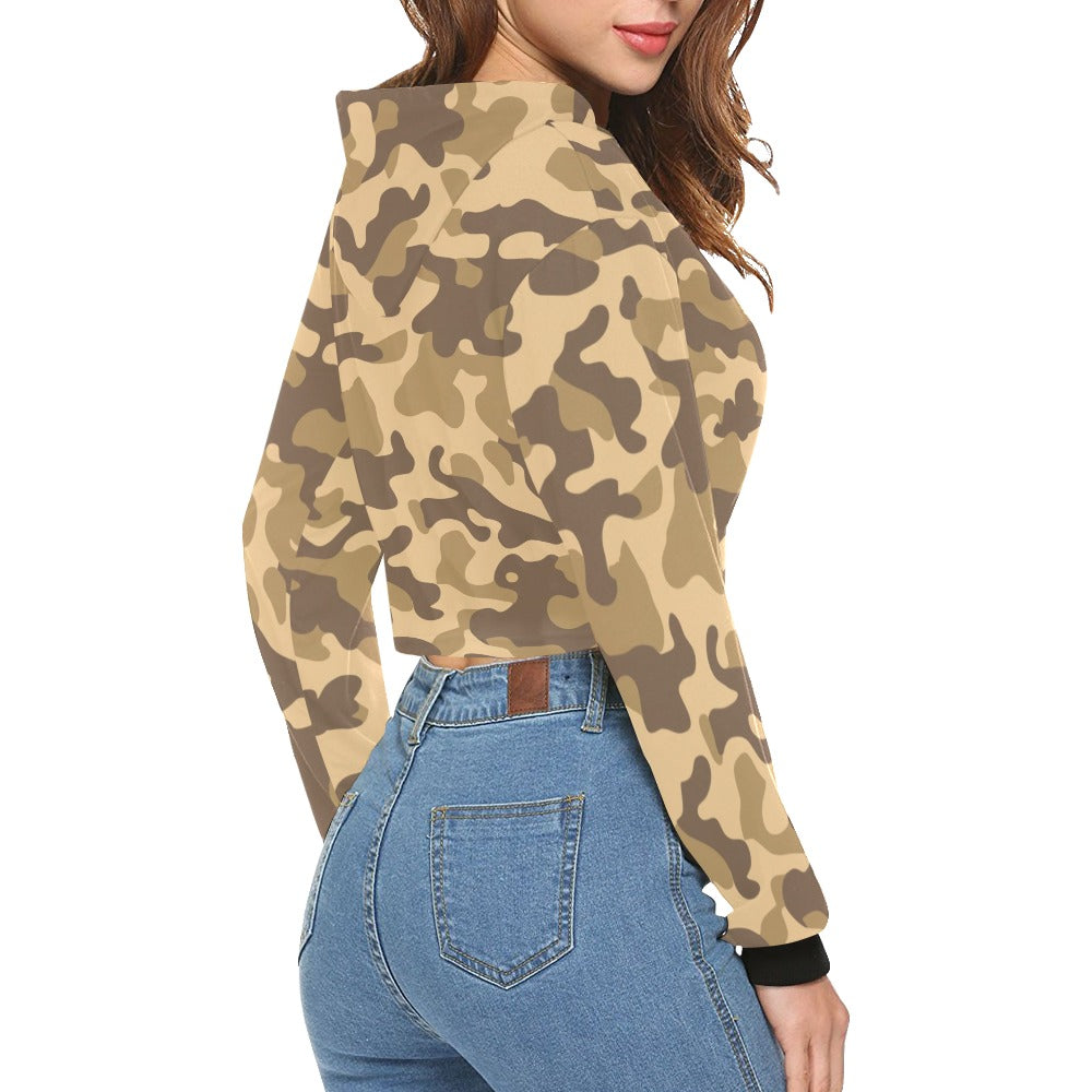 Cropped Camo Hoodie | Regular Fit | Khaki Camouflage Camo Colors