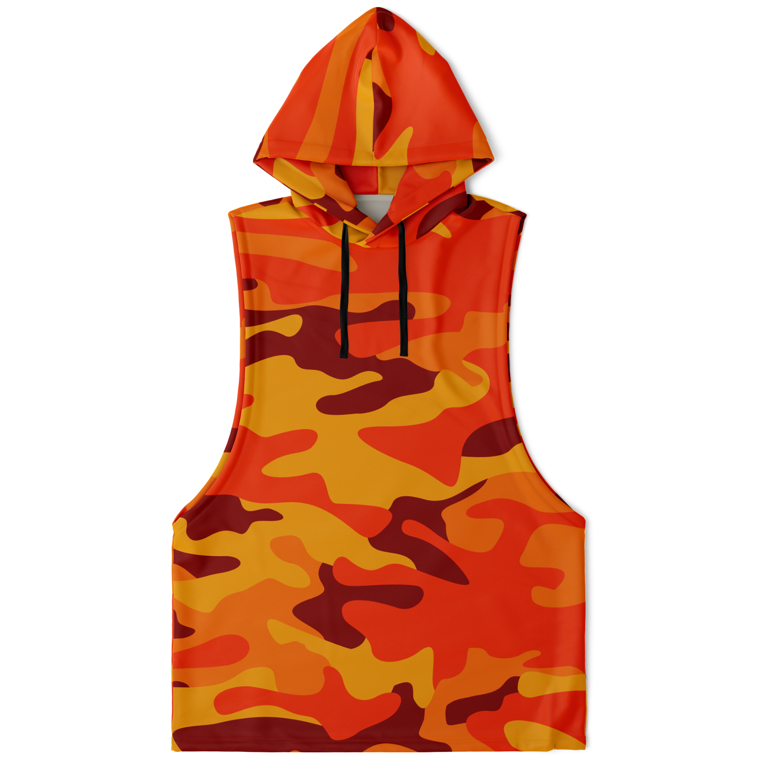 Sleeveless Hoodie | Orange & Red Camouflage Camo Colors