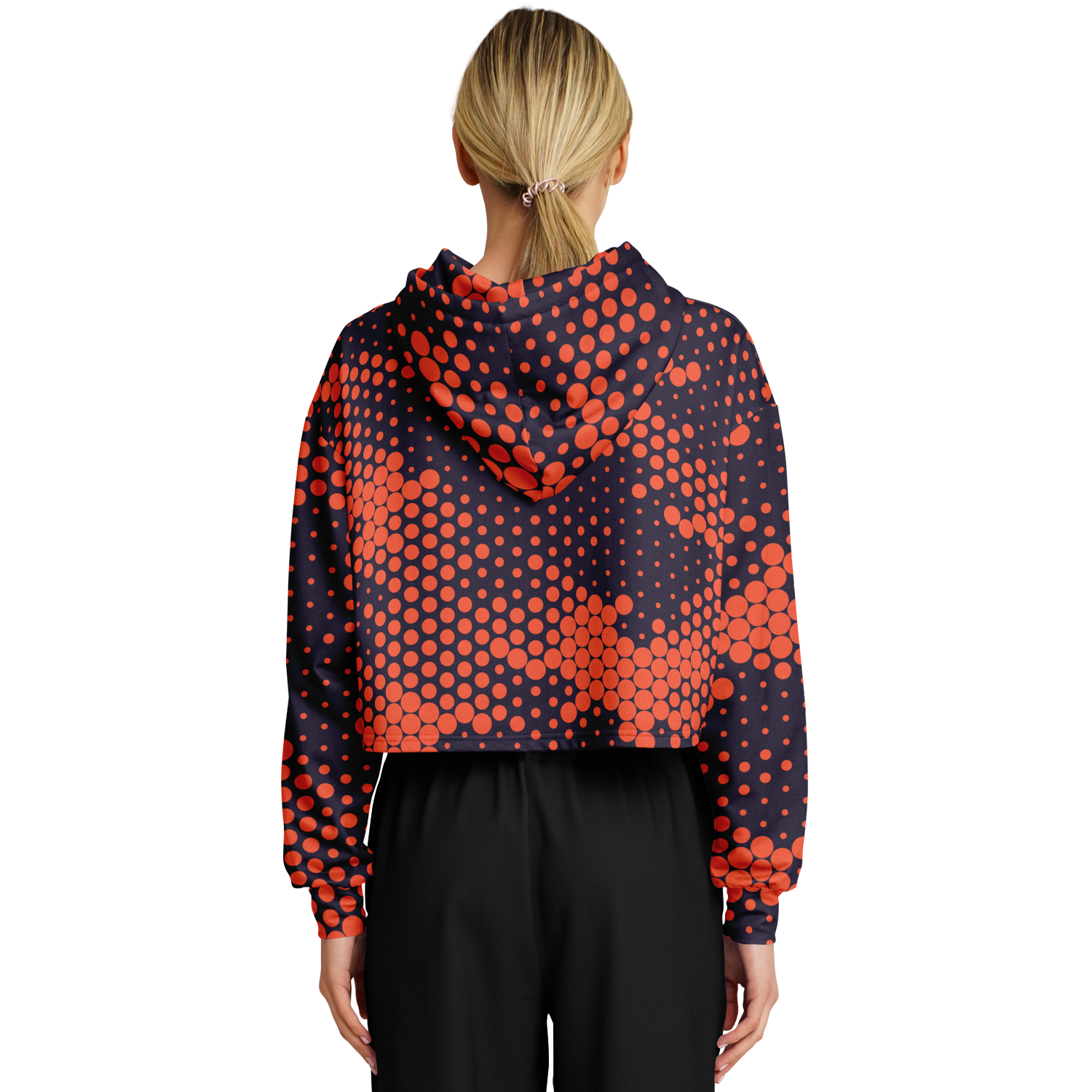 Cropped Hoodie | Orange & Blue Digital Dotted Camouflage Camo Colors
