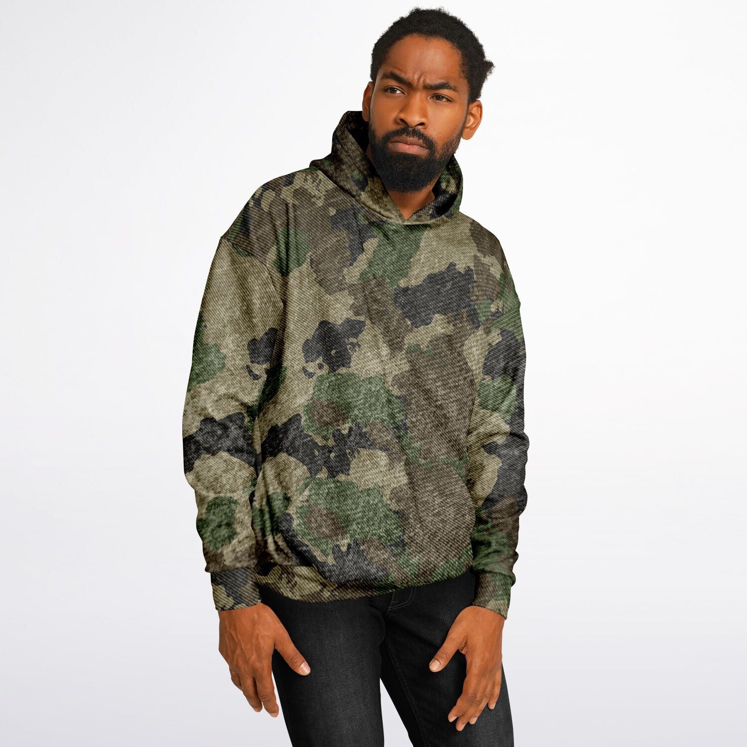 Oversized Hoodie | Brown Camouflage Uniform Cloth Pattern | Camo Colors