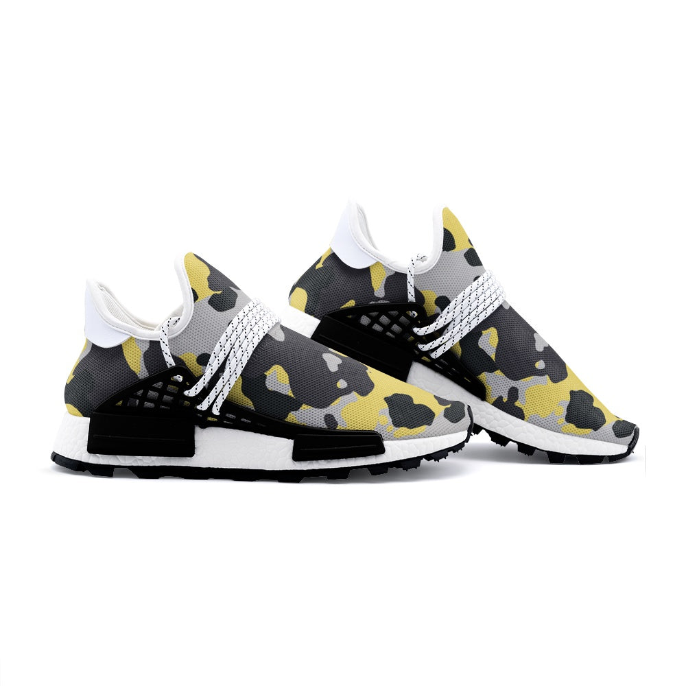 Lightweight Camo Sneakers | Yellow, Black, and Silver Camo Colors