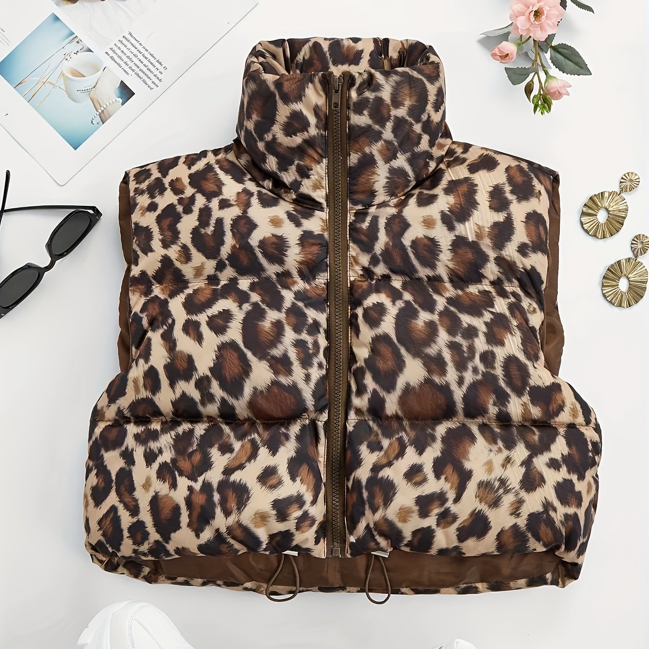 Women's Leopard Print High-Neck Padded Coat | Camo Colors