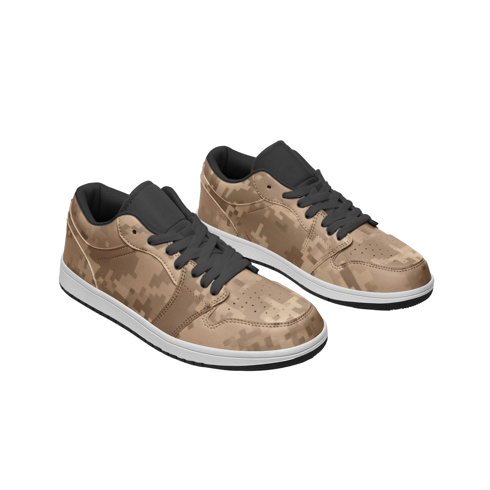 Pixel Brown Camo Sneakers | Unisex Low Top Leather Camo Colors