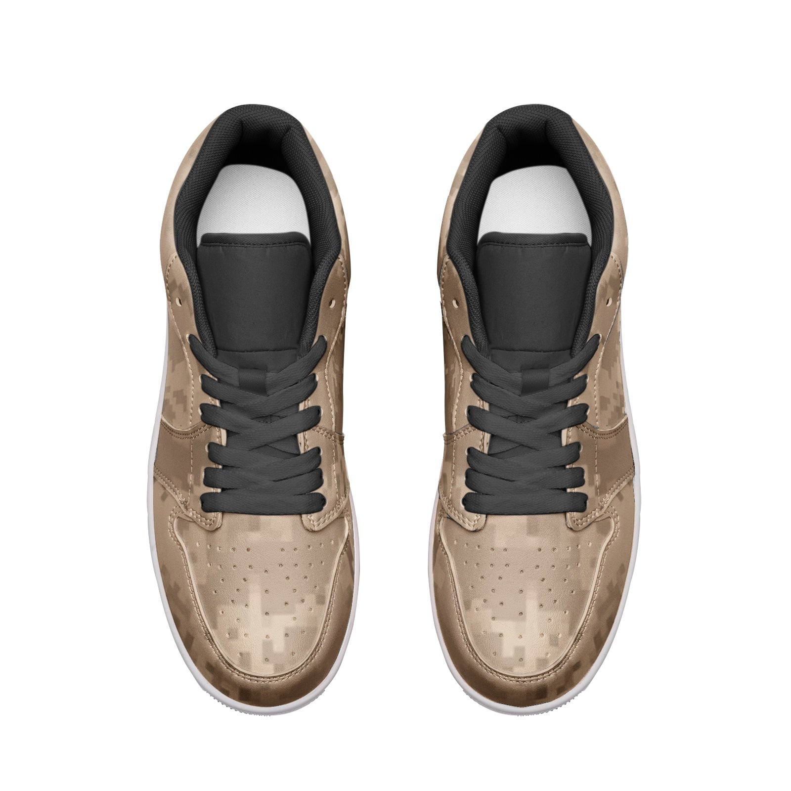 Pixel Brown Camo Sneakers | Unisex Low Top Leather Camo Colors
