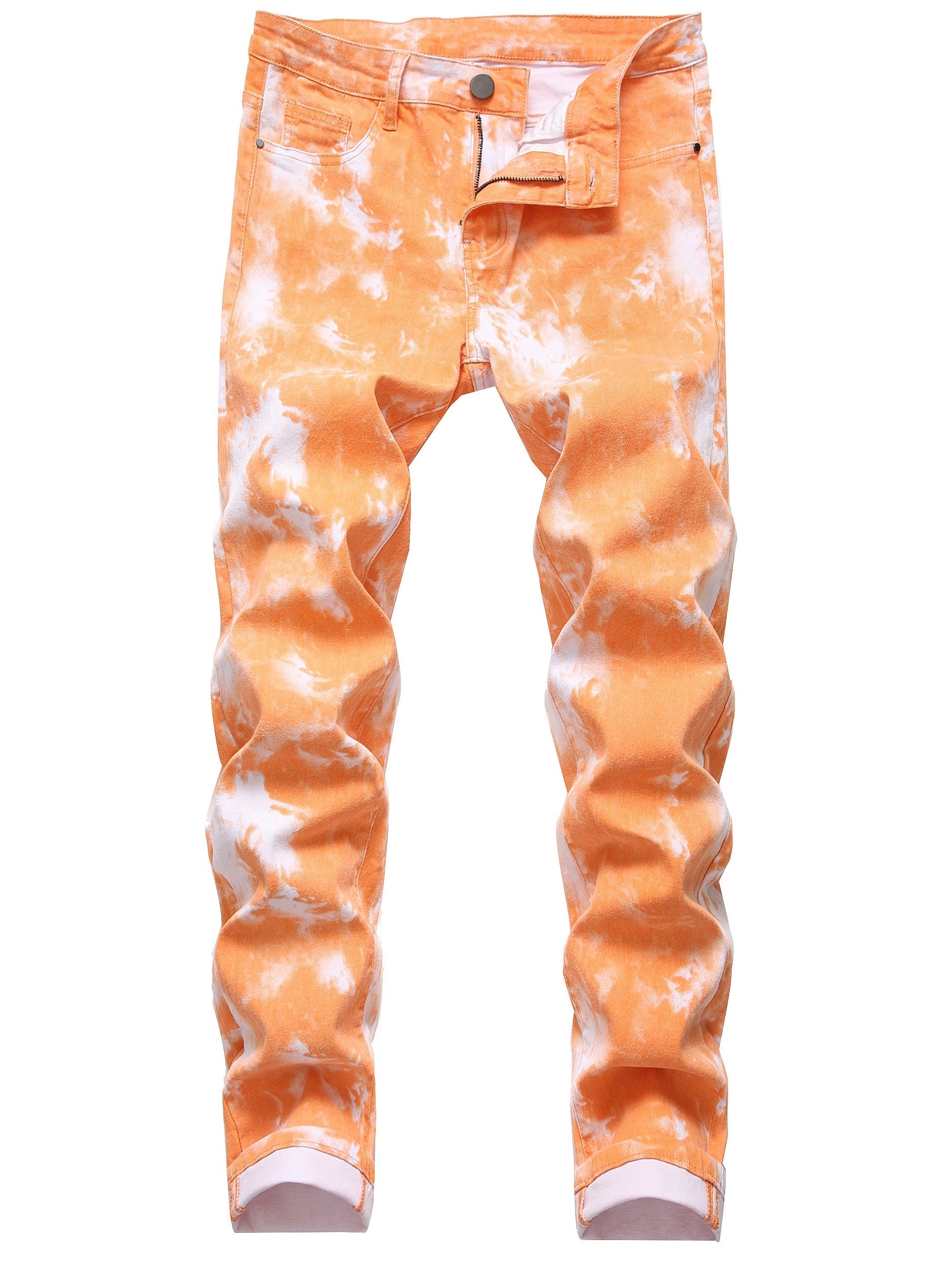 Men's printed slim-fit stretch jeans casual trousers Camo Colors