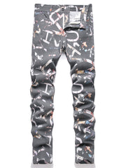 Stretch Skinny Faux Denim for Men: Printed, Ripped, Straight Leg Biker Camo Colors