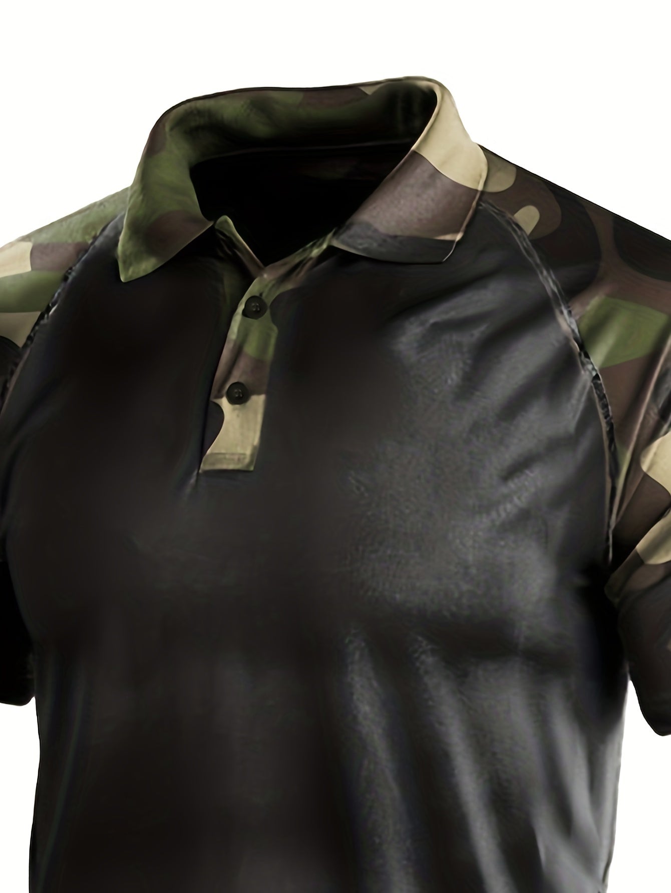 Men's Camouflage Splicing Print Golf Shirt for Spring and Fall Camo Colors