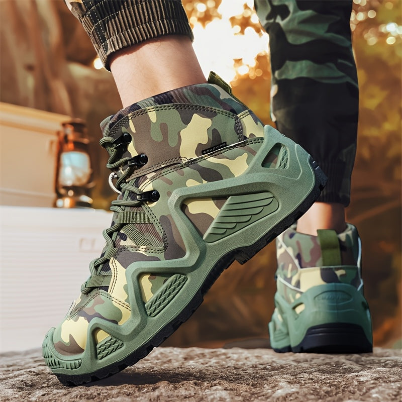 Men’s Comfy High Top Lace-Up Camouflage Walking Shoes Camo Colors