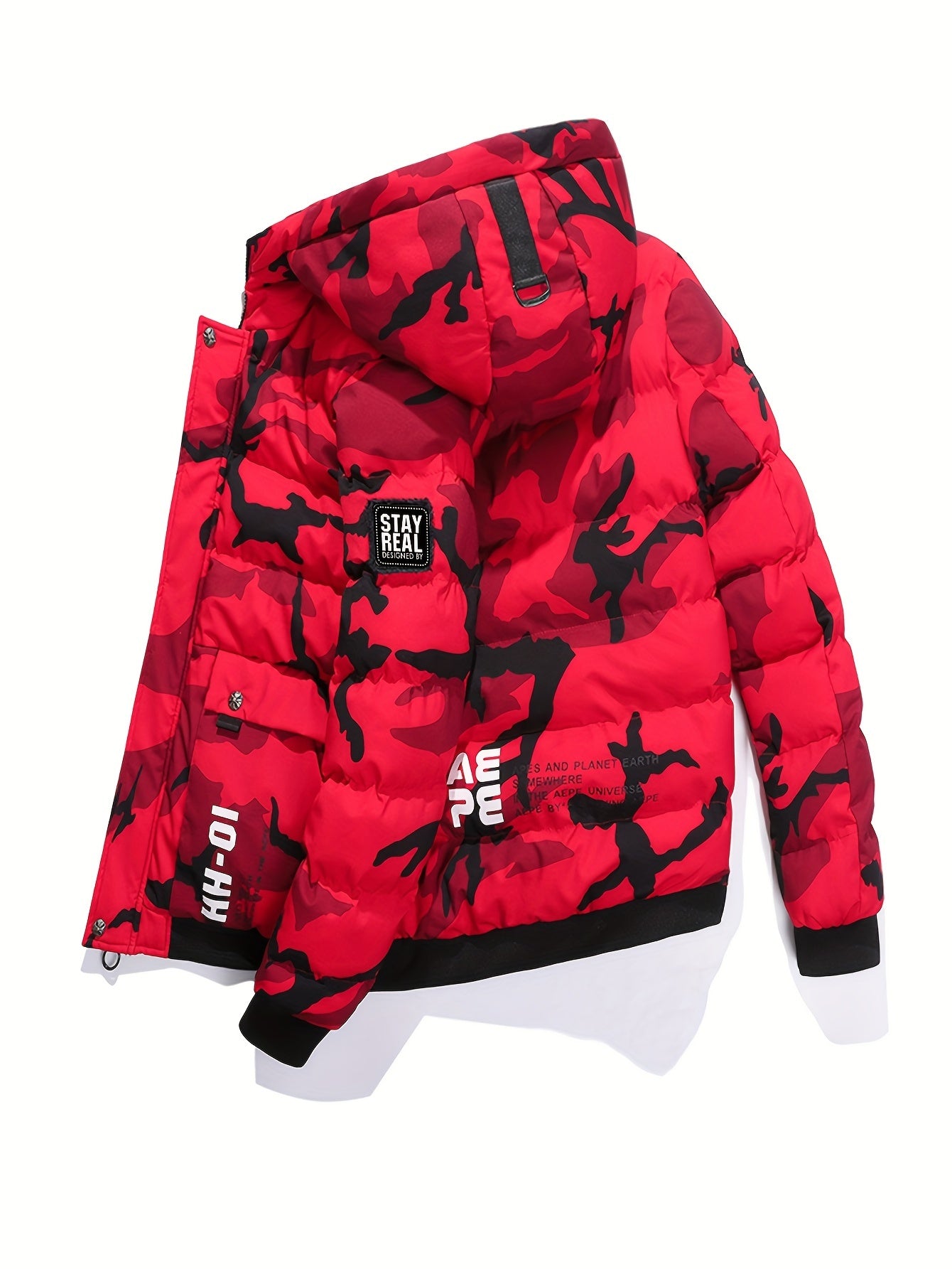 Men's Camo Hooded Jacket: Comfy, Warm Outerwear for Autumn/Winter Camo Colors