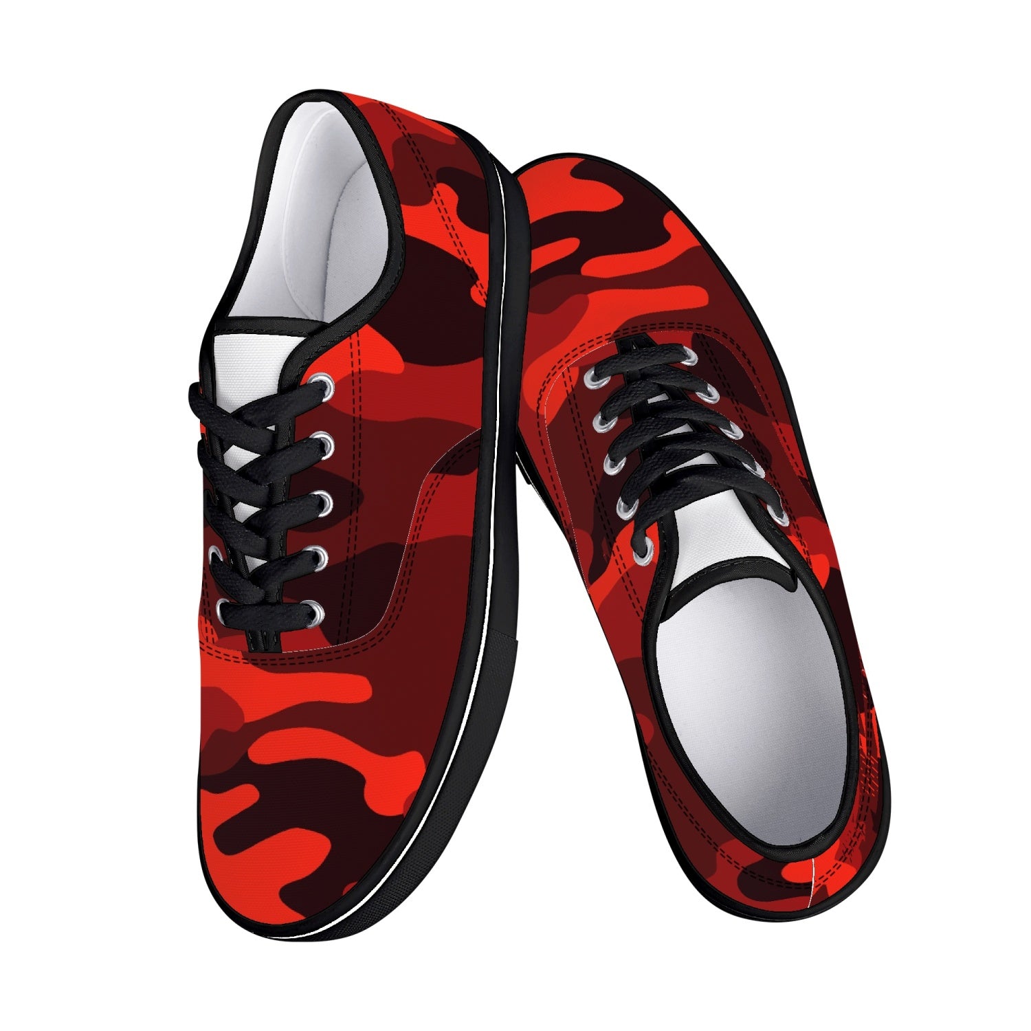 Camo Skate Shoes | Scarlet Red & Black Camouflage Camo Colors
