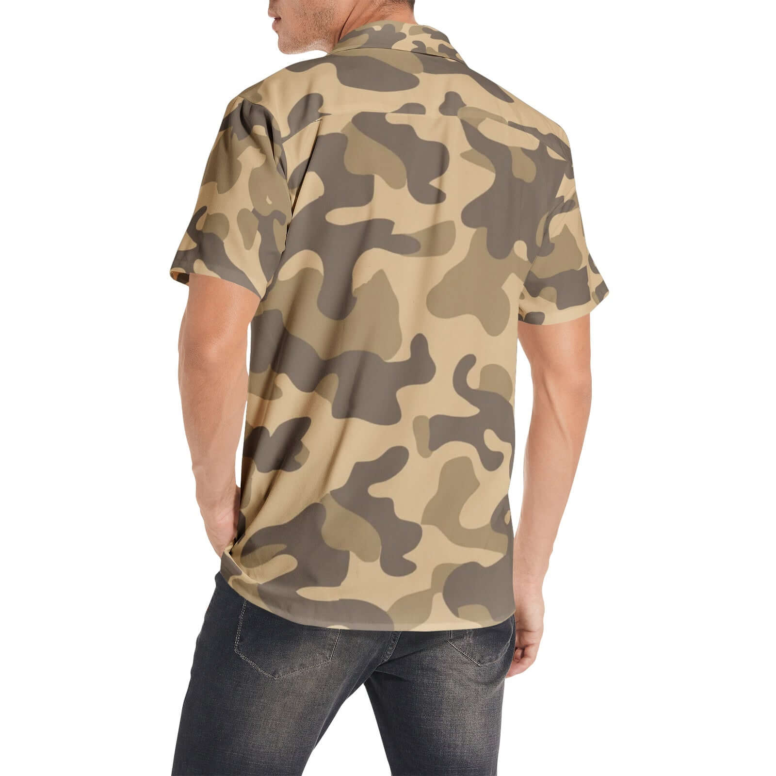 Cotton Camo Shirt For Men | Khaki Short-Sleeve Camo Colors