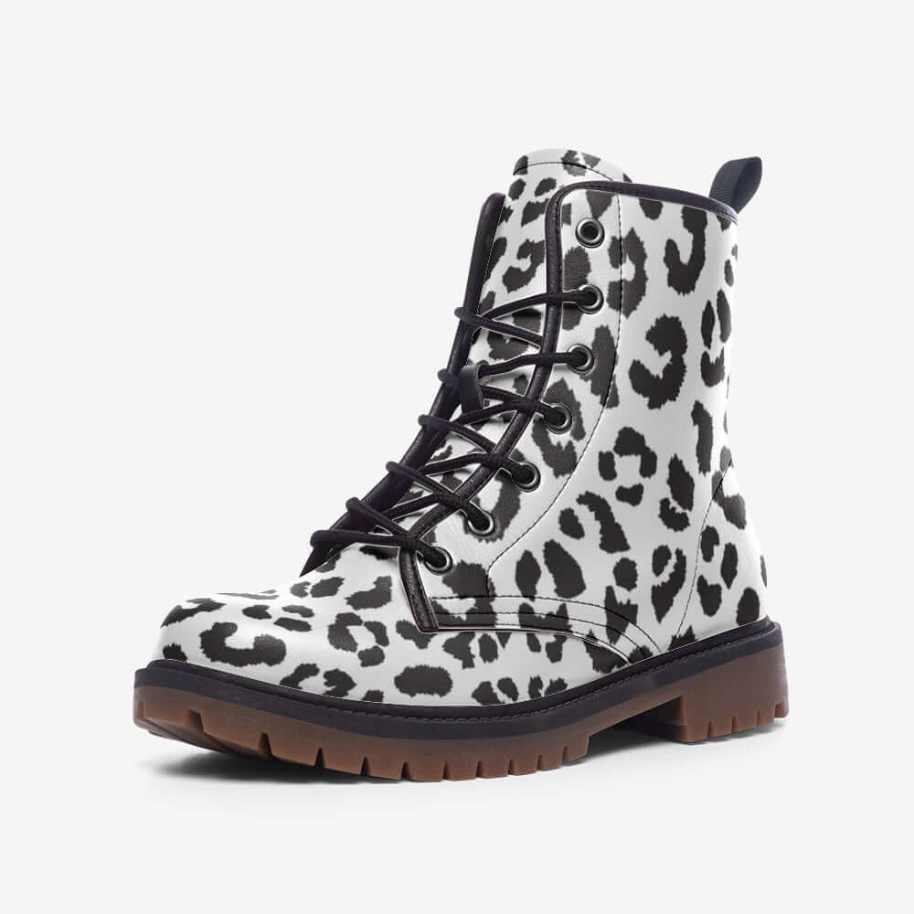 Leopard Boots | Lightweight Leather | Black and White Camo Colors