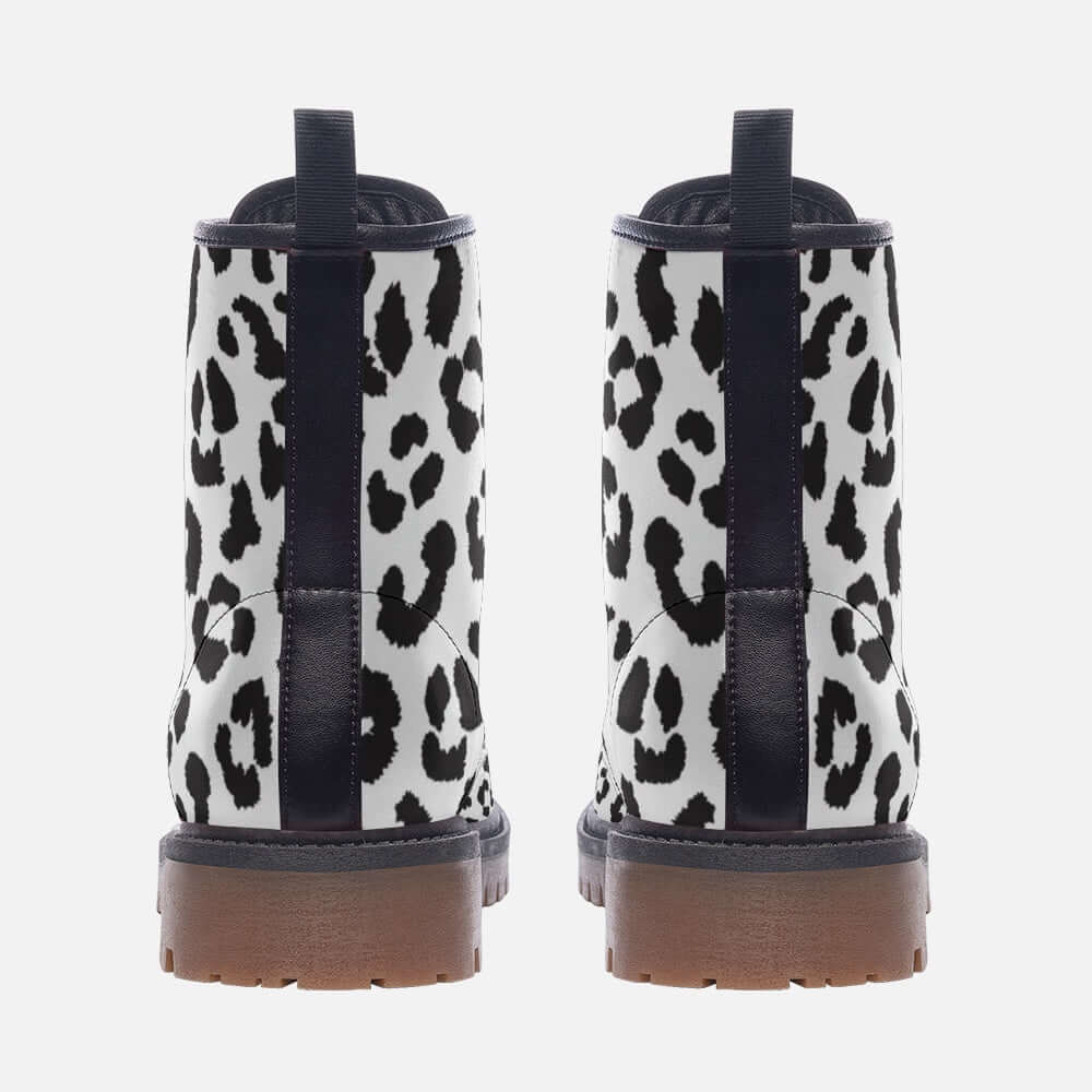 Leopard Boots | Lightweight Leather | Black and White Camo Colors