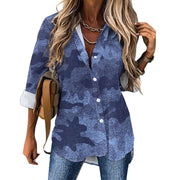 Women's Button-Up Camo Shirt | Denim Blue Tones Camo Colors