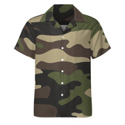 Green Camo Shirt For Men | Cuban Collar Design | Camo Colors