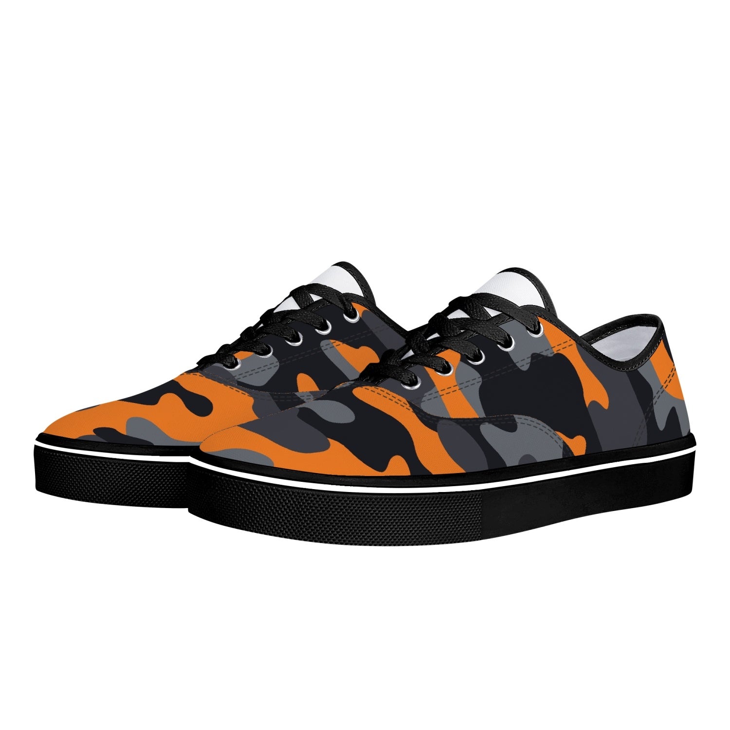 Camo Skate Shoes | Orange, Black, and Gray Camouflage Camo Colors