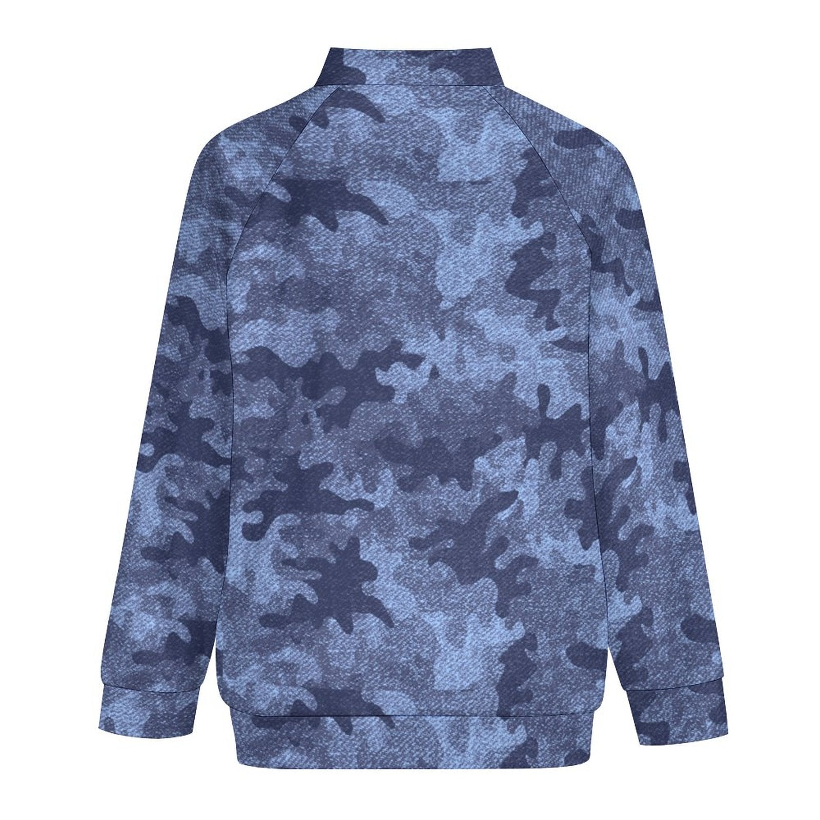 Camo Shirt | Raglan Zip-up | Denim Blue Camo Colors