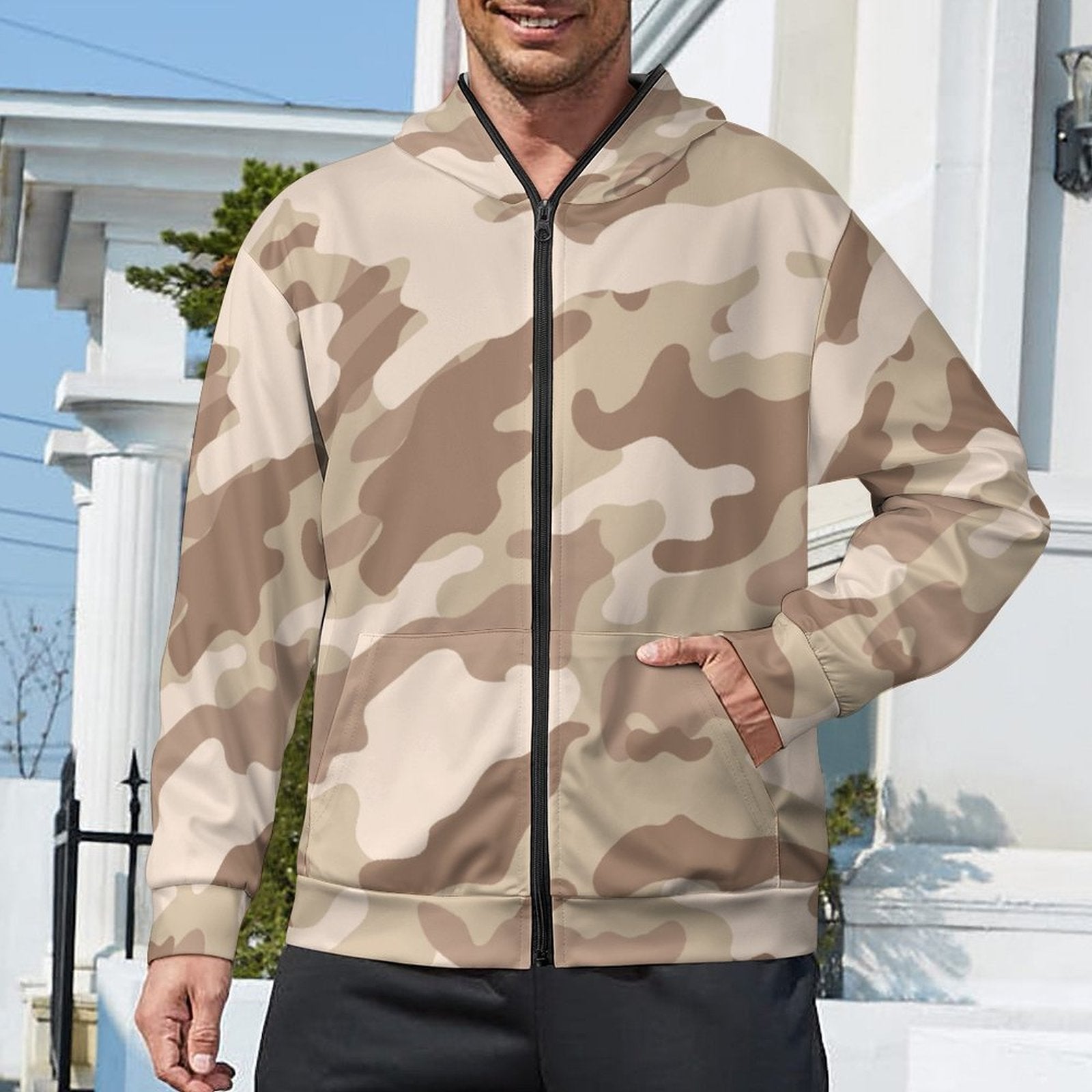 Zip Camo Hoodie | Desert Brown Camouflage Camo Colors