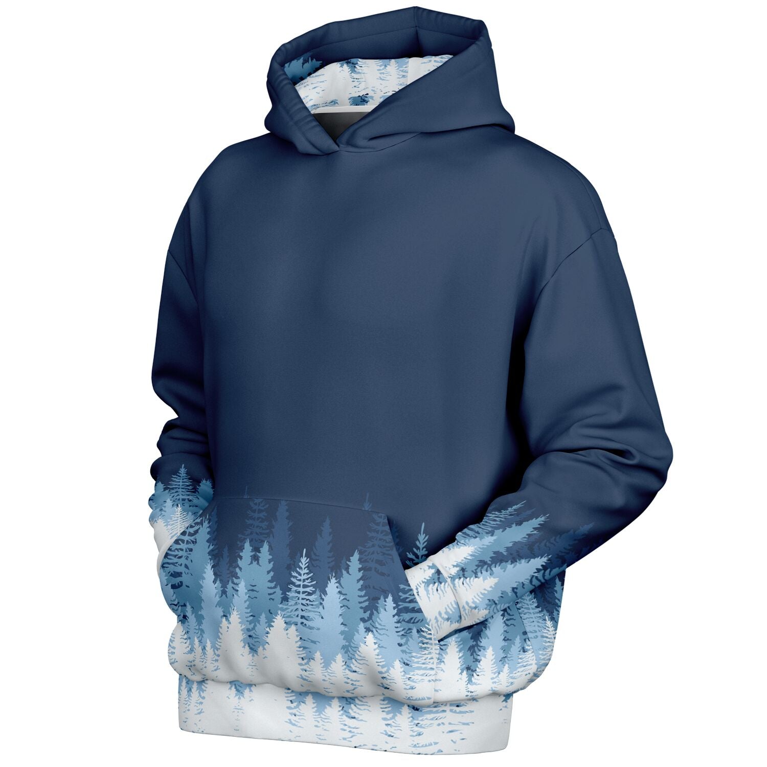 Heavyweight Oversized Hoodie | Blue & White Winter Forest | Camo Colors