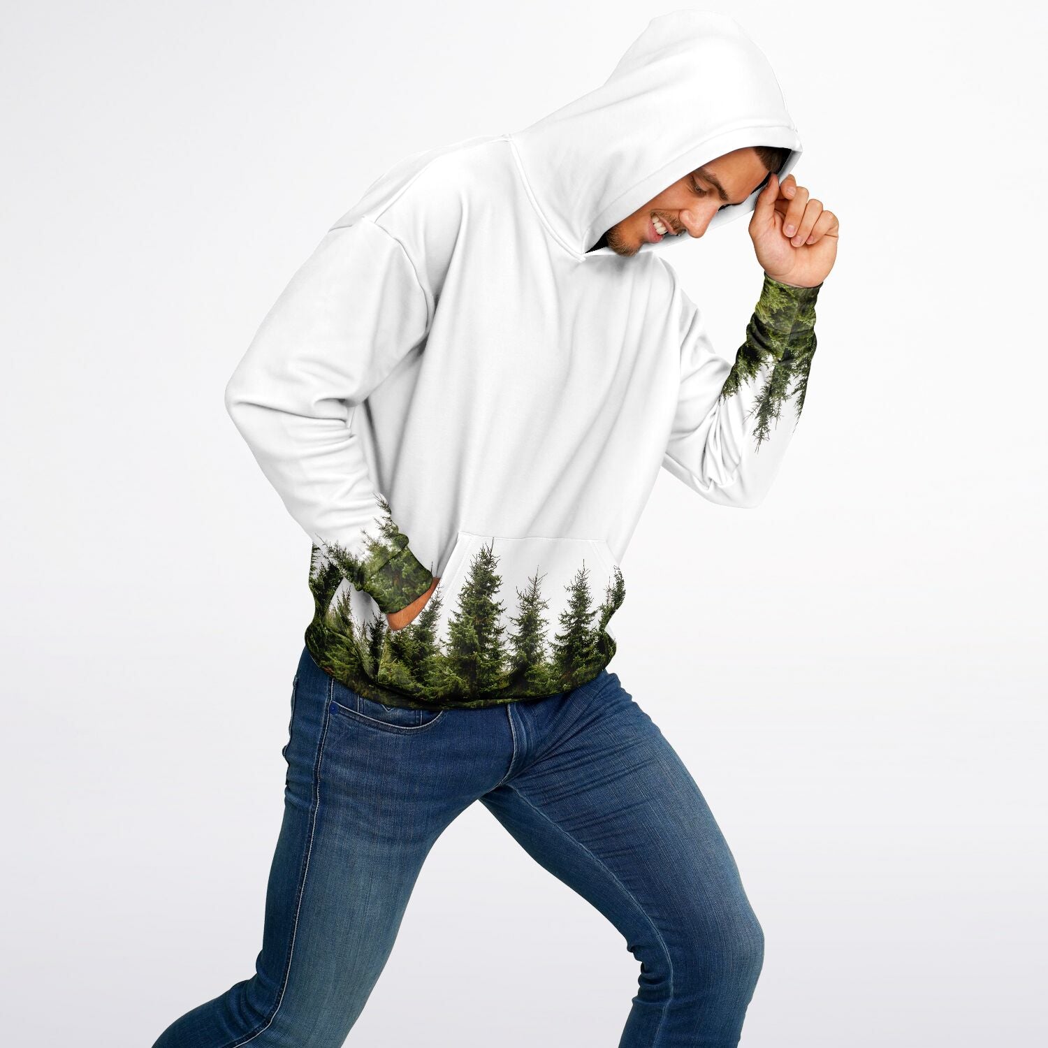 Heavyweight Oversized Hoodie | Pine Trees on a White Background | Camo Colors