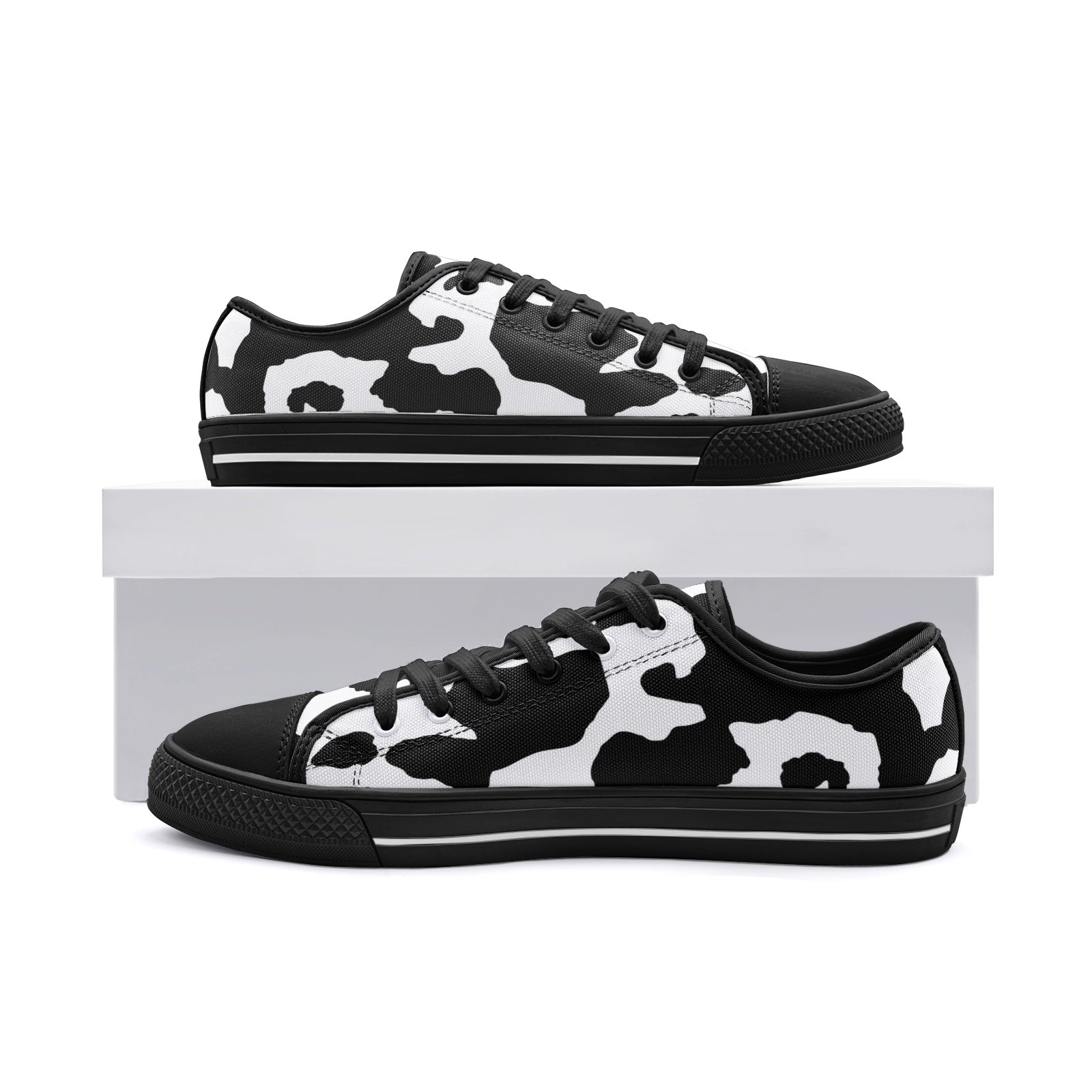 Camo Shoes | Low Top Canvas | Black & White Camouflage Camo Colors