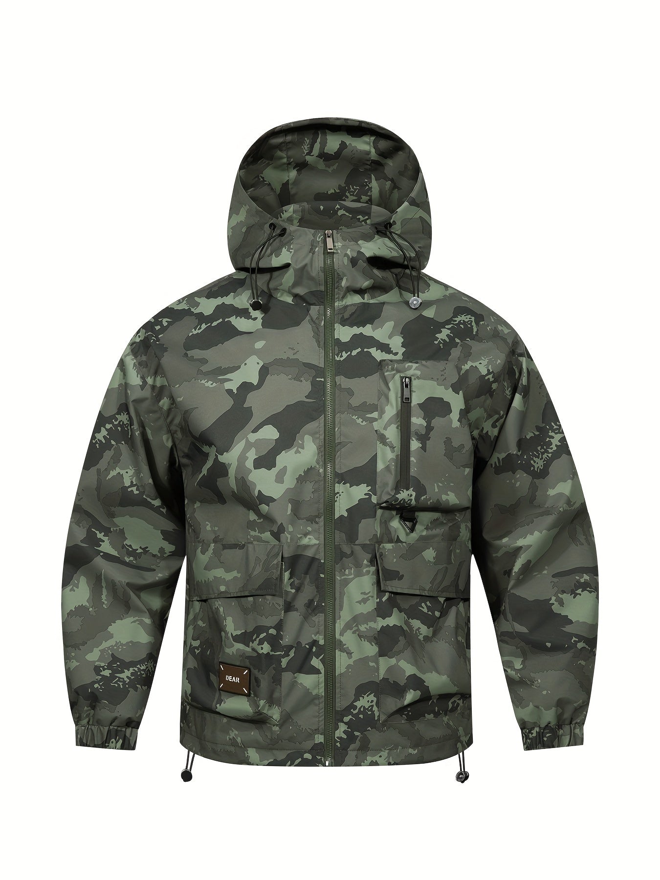 Men's Camo Windbreaker Jacket with a Hood | Multi Pocket Cargo Jacket Camo Colors