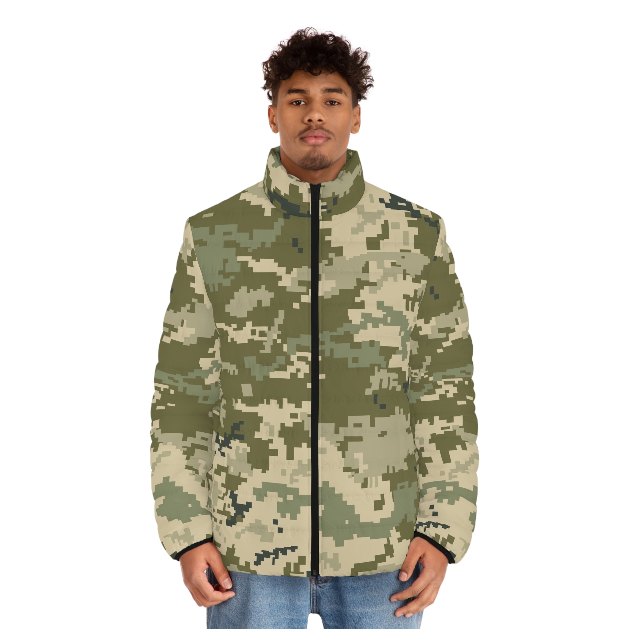 Ukraine Military Green Camo Puffer Jacket For Men Camo Colors
