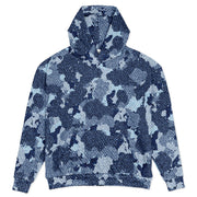 Denim Oversized Hoodie | Blue Camouflage Cloth Pattern | Camo Colors