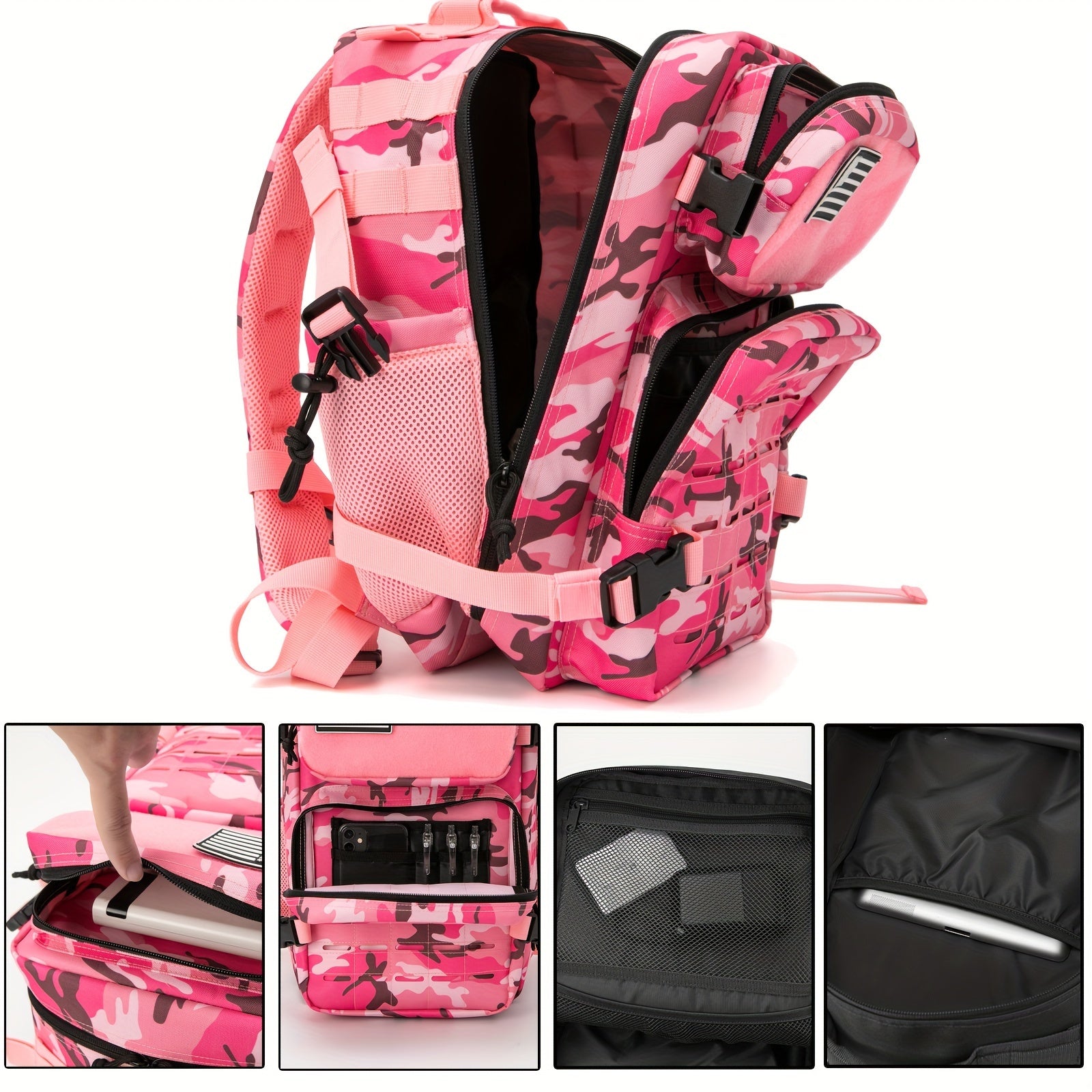 6.6-Gallon Pink Camo Molle Backpack for Women Camo Colors